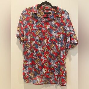 Banana Republic Red and Yellow Casual Button Down Shirt